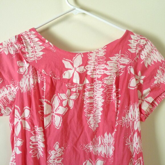 Sweethearts Hawaii maxi cotton tropical floral print dress pink white 14 - Picture 2 of 5